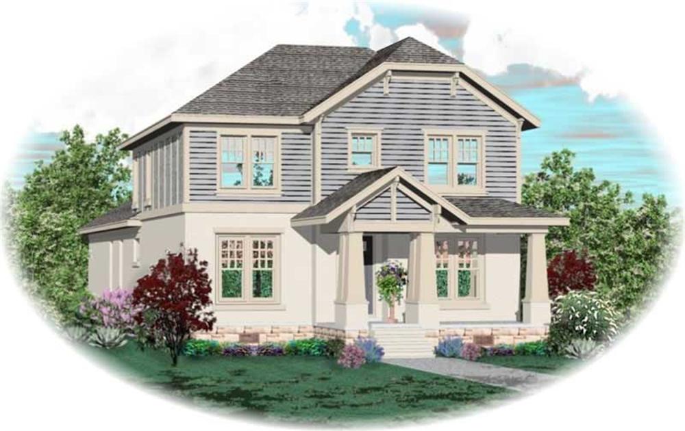 Front view of Craftsman home (ThePlanCollection: House Plan #170-3100)