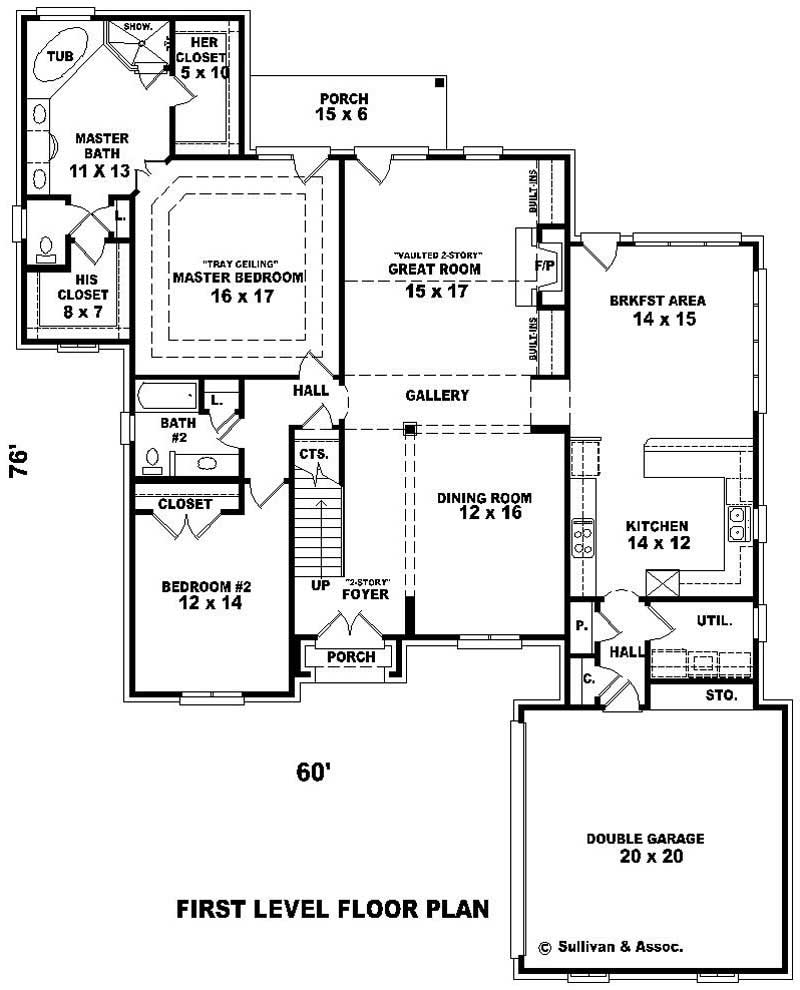 Floor Plan First Story of French Plan #170-3114