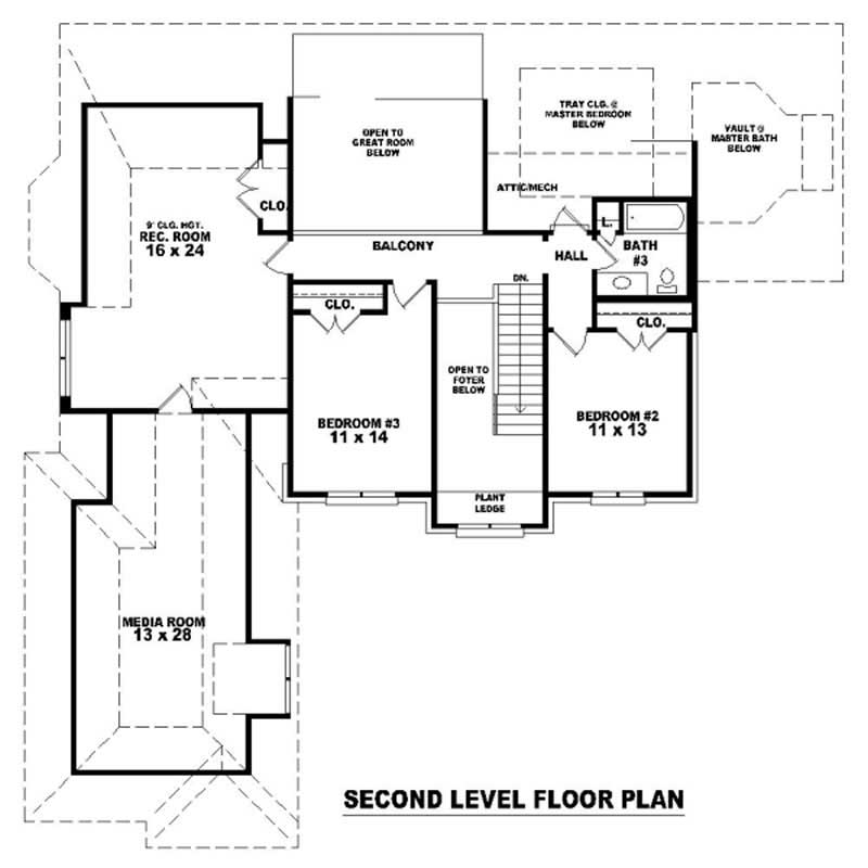 Floor Plan Second Story of Country Plan #170-3115