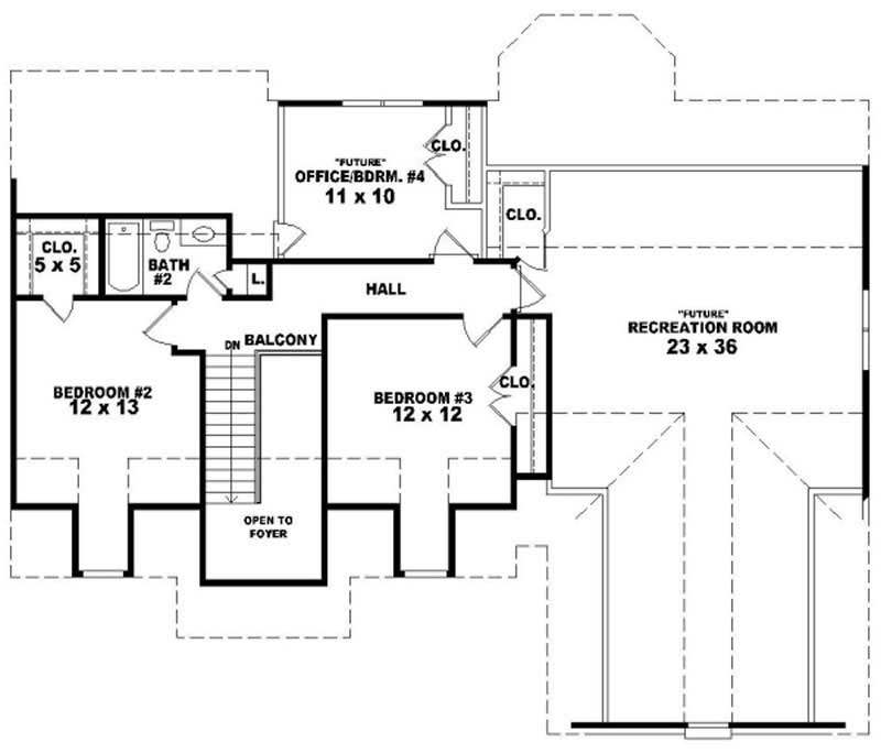 Floor Plan Second Story of French Plan #170-3122