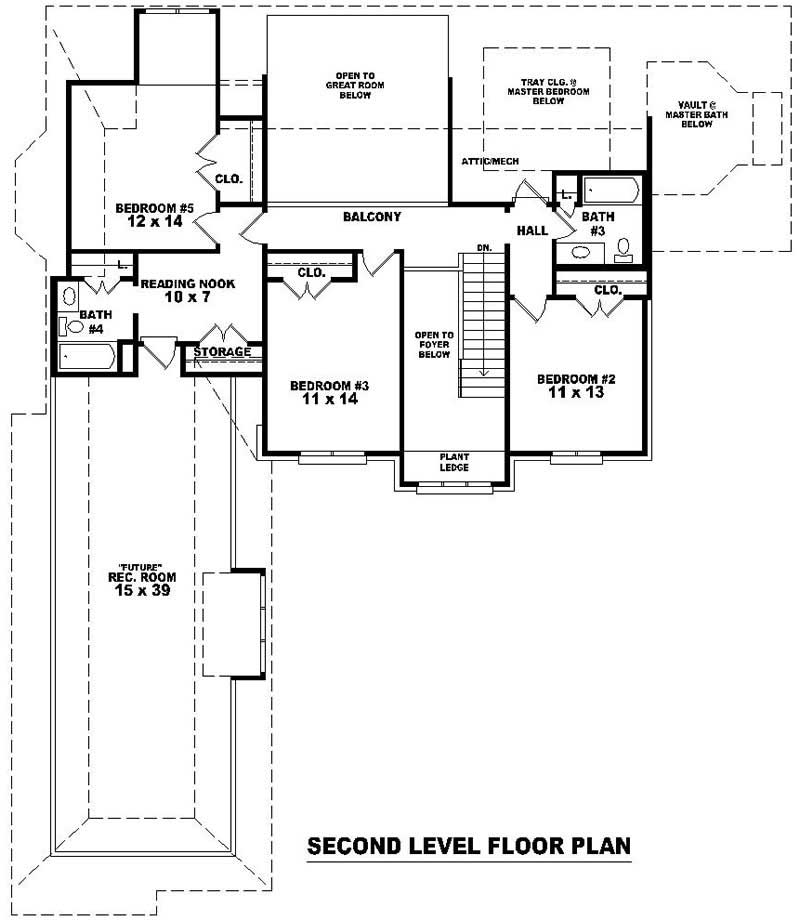 Floor Plan Second Story of Country Plan #170-3124
