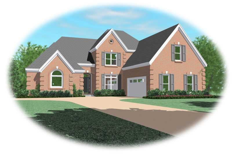 Front view of French home (ThePlanCollection: House Plan #170-3125)