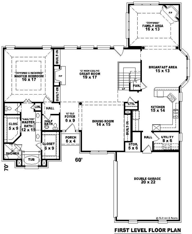 Floor Plan First Story of French Plan #170-3125