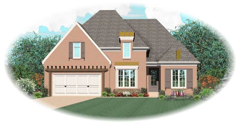 Front view of Country home (ThePlanCollection: House Plan #170-3126)