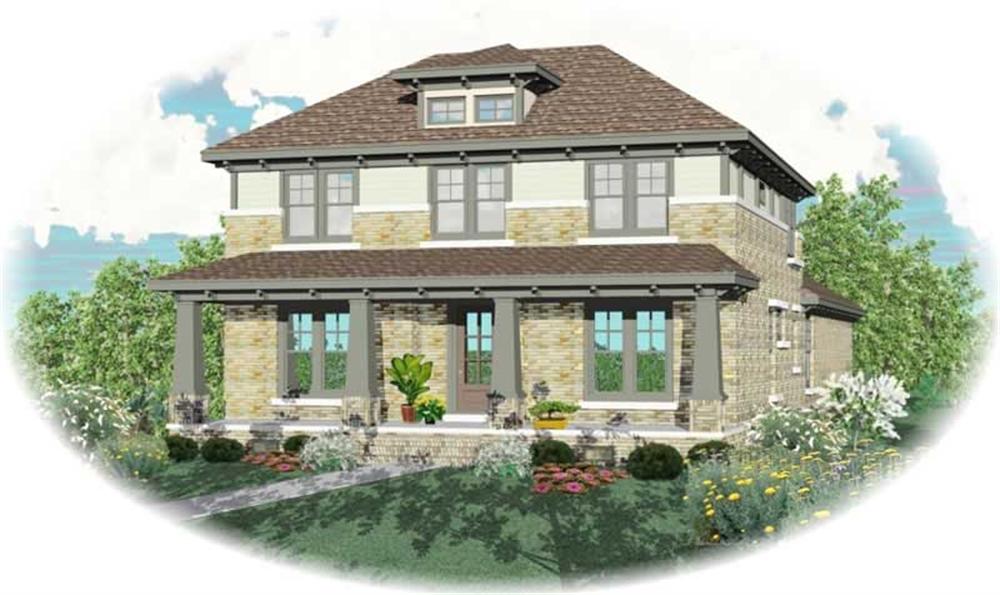 Front view of Craftsman home (ThePlanCollection: House Plan #170-3127)