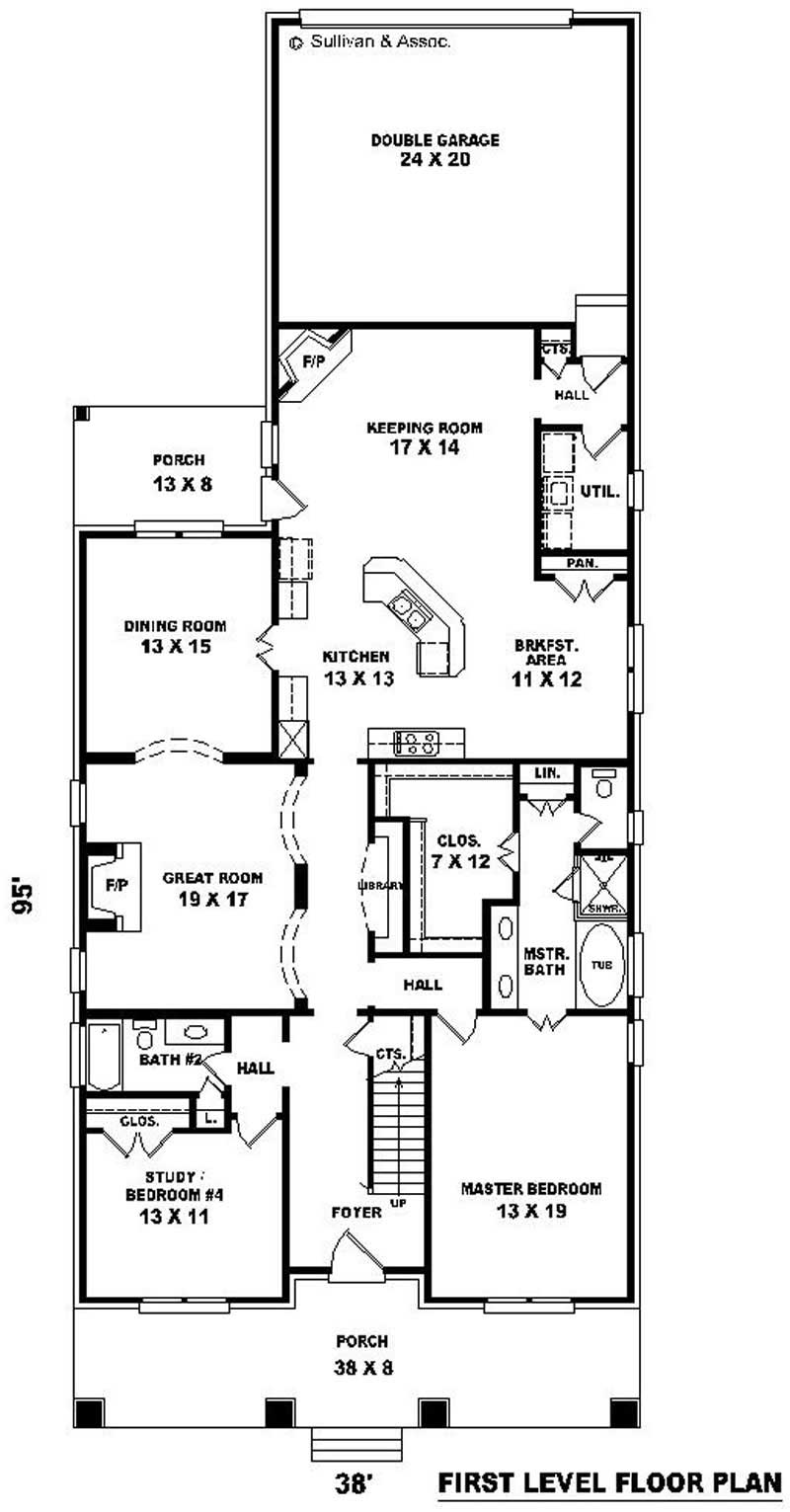 Floor Plan First Story of Craftsman Plan #170-3127