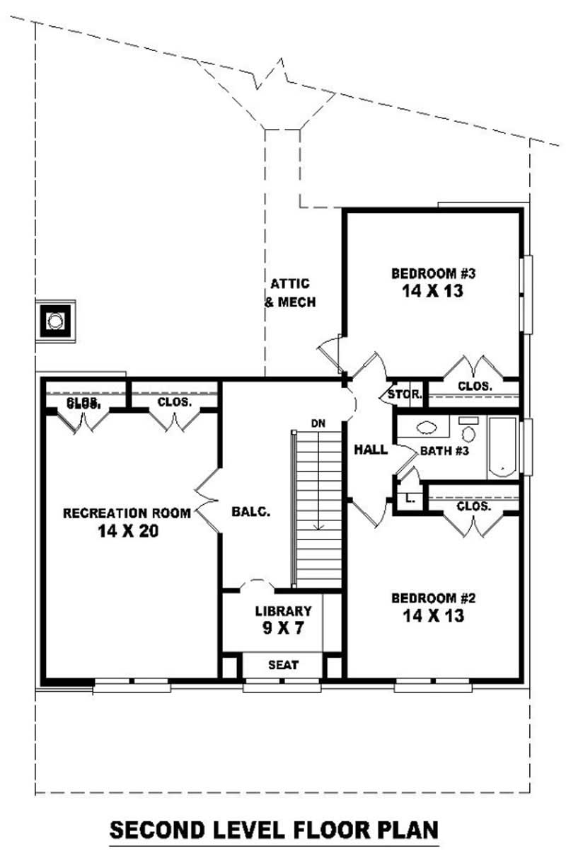 Floor Plan Second Story of Craftsman Plan #170-3127