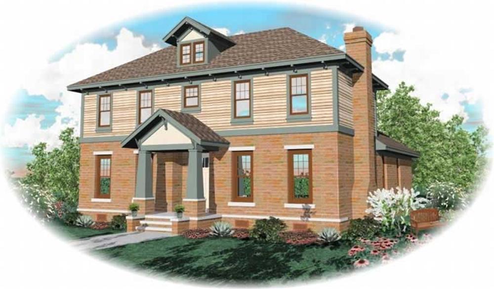 Front view of Craftsman home (ThePlanCollection: House Plan #170-3128)