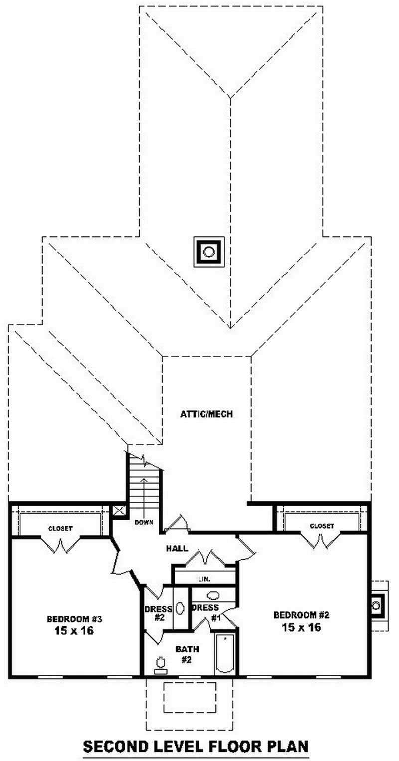 Floor Plan Second Story of Craftsman Plan #170-3128
