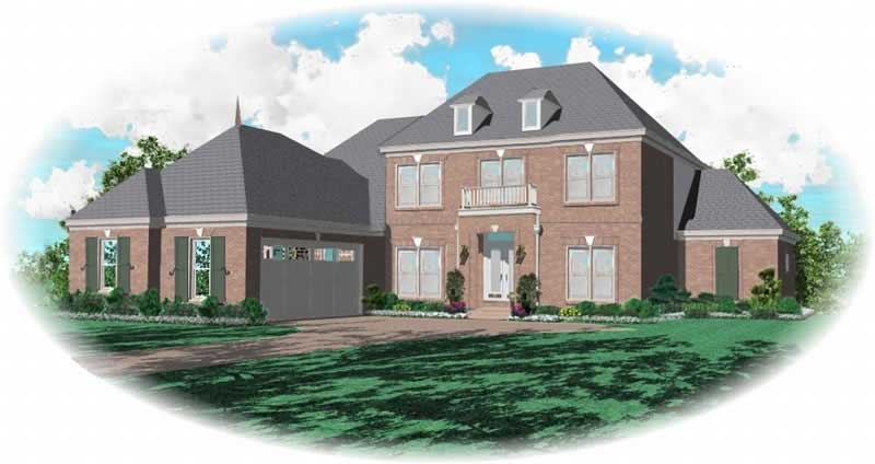 Front view of French home (ThePlanCollection: House Plan #170-3130)