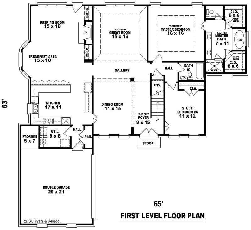 Floor Plan First Story of French Plan #170-3131