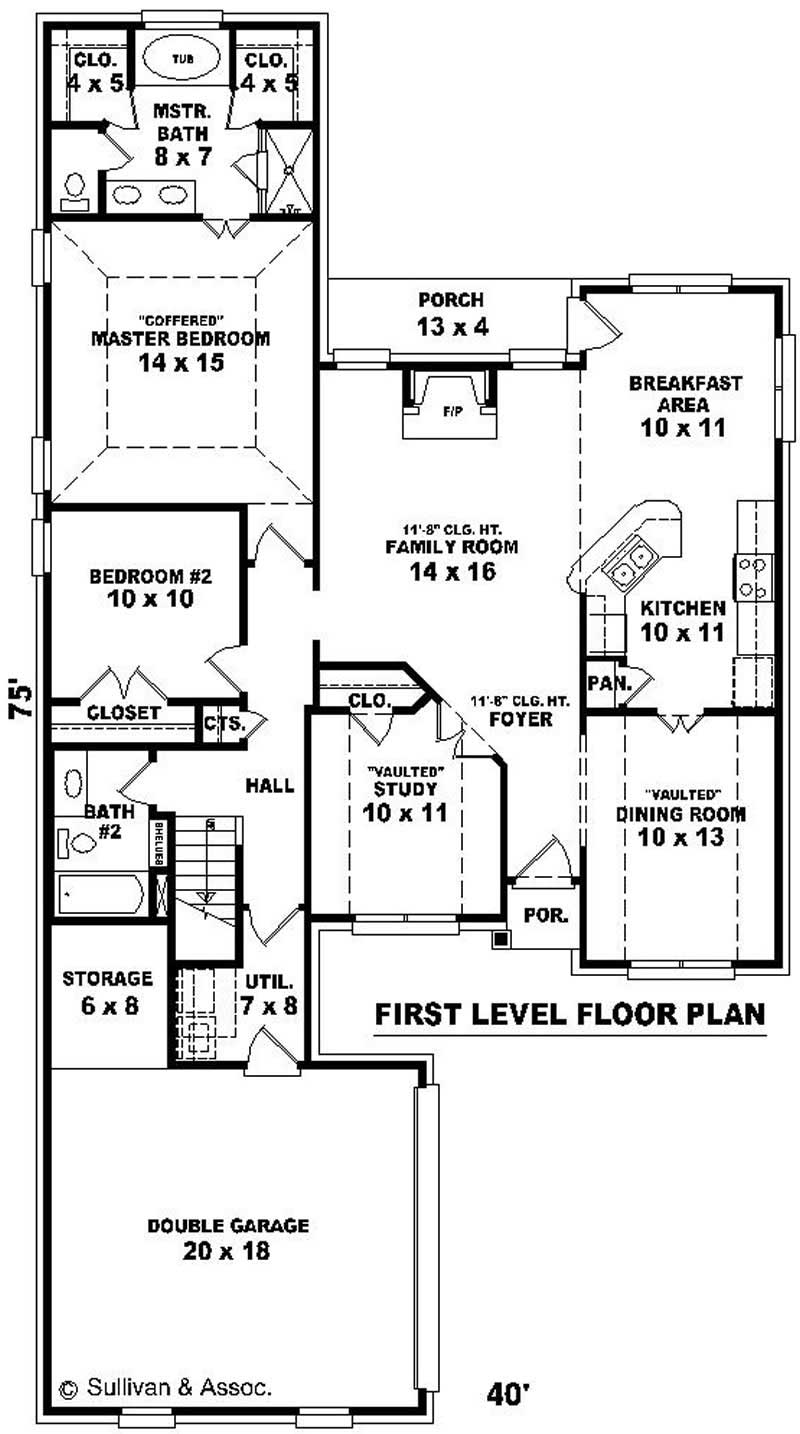 Floor Plan First Story of Small House Plans #170-3134