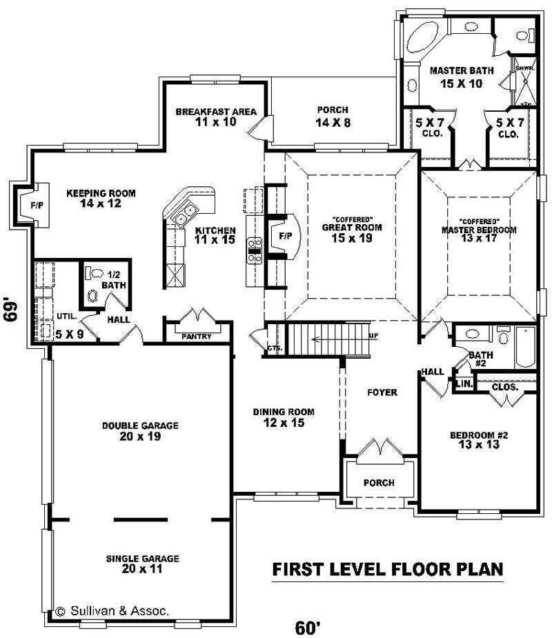 Floor Plan First Story of French Plan #170-3142