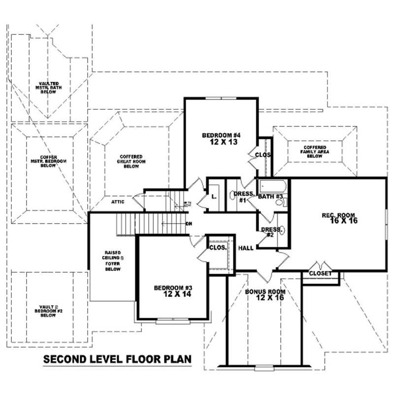 Floor Plan Second Story of French Plan #170-3143