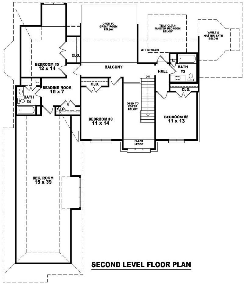 Floor Plan Second Story of Country Plan #170-3144
