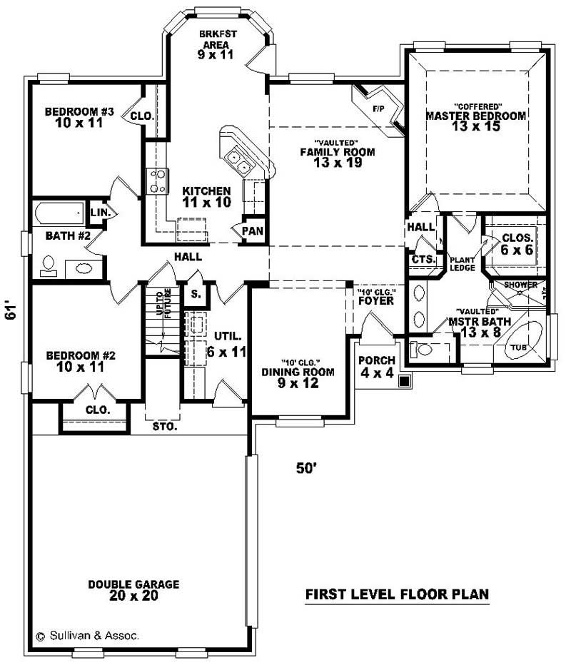 Floor Plan First Story of French Plan #170-3145