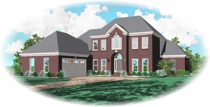 Front view of French home (ThePlanCollection: House Plan #170-3148)