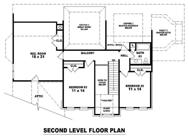 Floor Plan Second Story of French Plan #170-3148