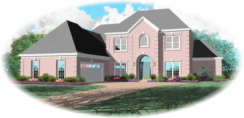 Front view of French home (ThePlanCollection: House Plan #170-3149)