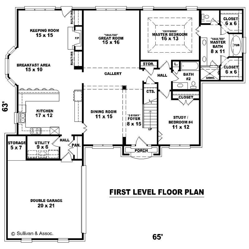 Floor Plan First Story of French Plan #170-3149