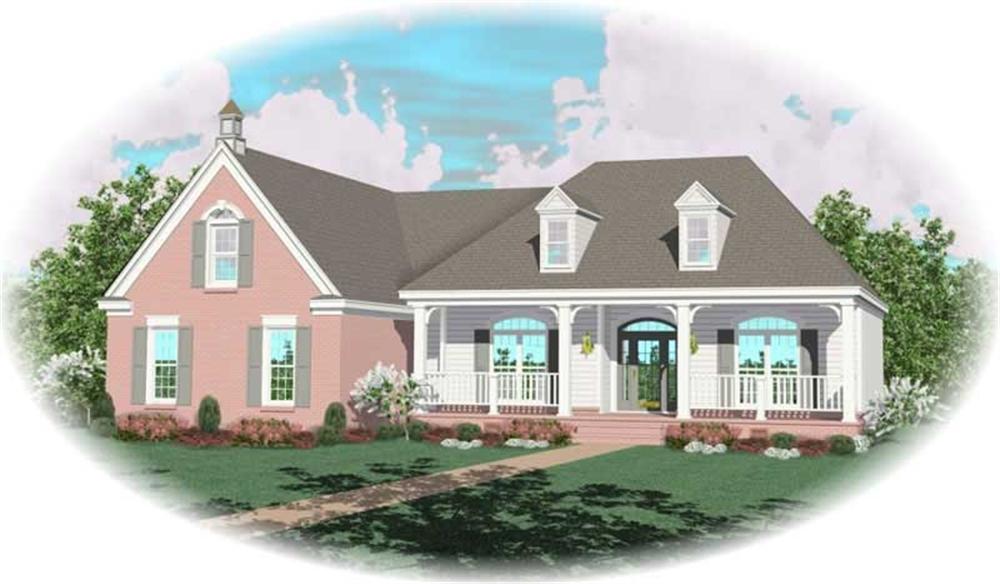 Front view of Country home (ThePlanCollection: House Plan #170-3150)