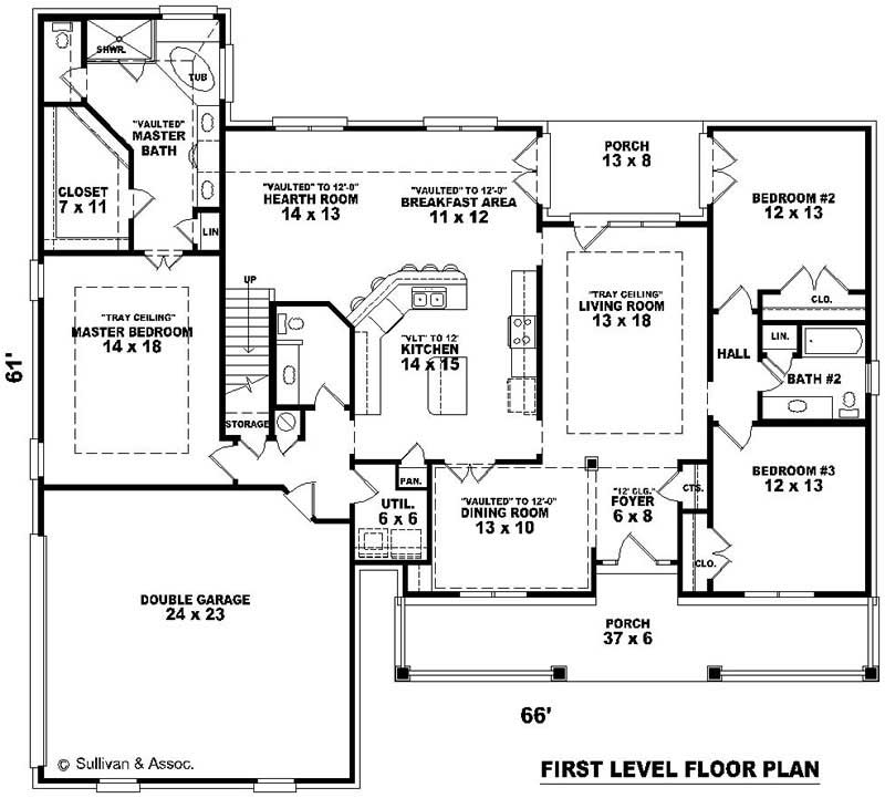 Floor Plan First Story of Country Plan #170-3150