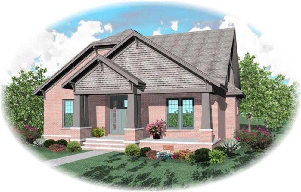 Front view of Craftsman home (ThePlanCollection: House Plan #170-3157)