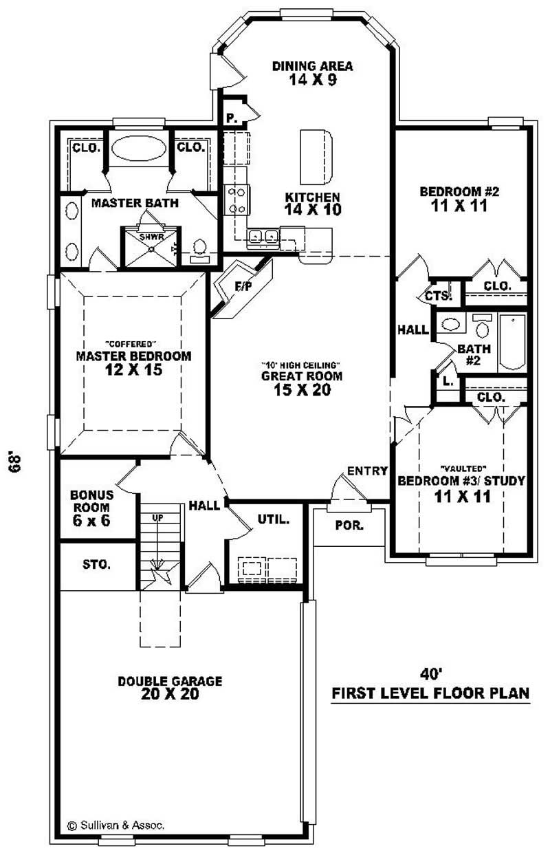 Floor Plan First Story of French Plan #170-3160