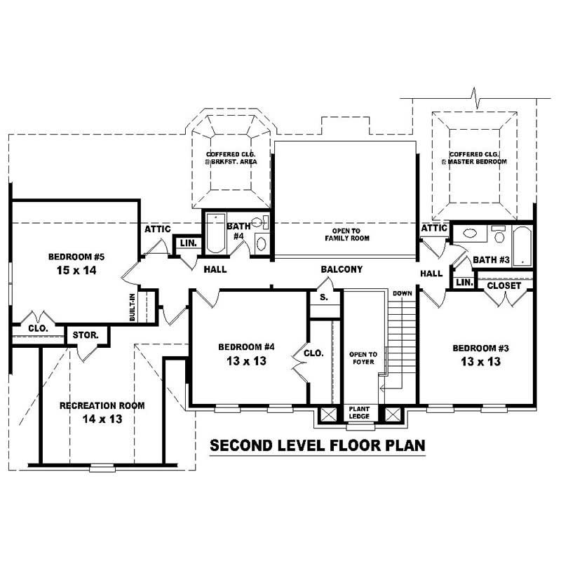 Floor Plan Second Story of Southern Plan #170-3163
