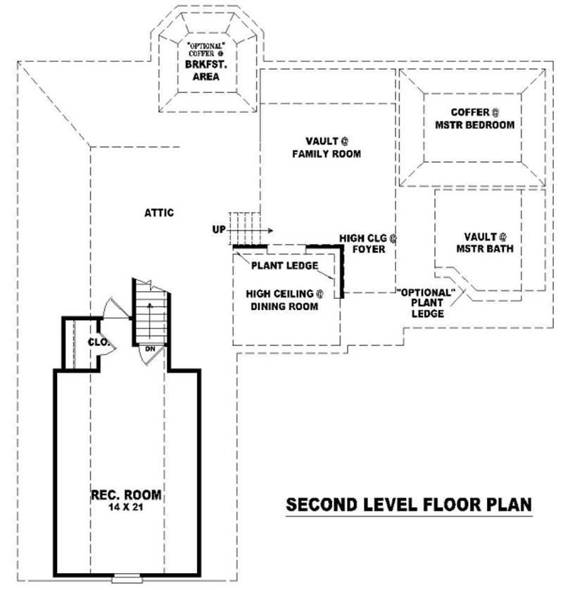 Floor Plan Second Story of French Plan #170-3165