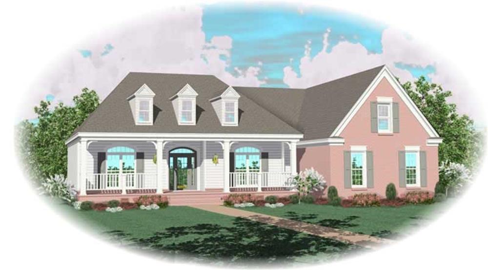 Front view of Country home (ThePlanCollection: House Plan #170-3167)