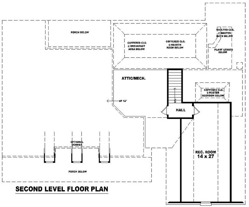 Floor Plan Second Story of Country Plan #170-3167