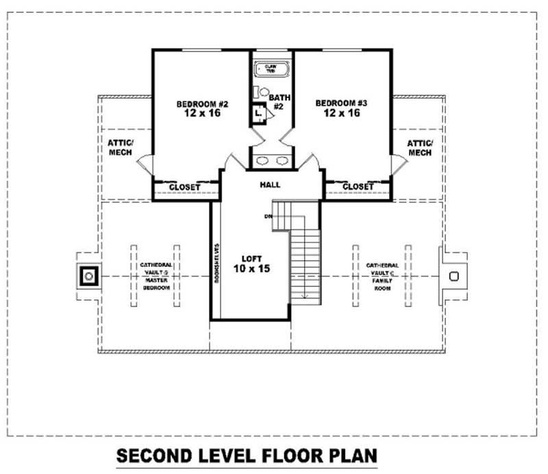 Floor Plan Second Story of Country Plan #170-3168