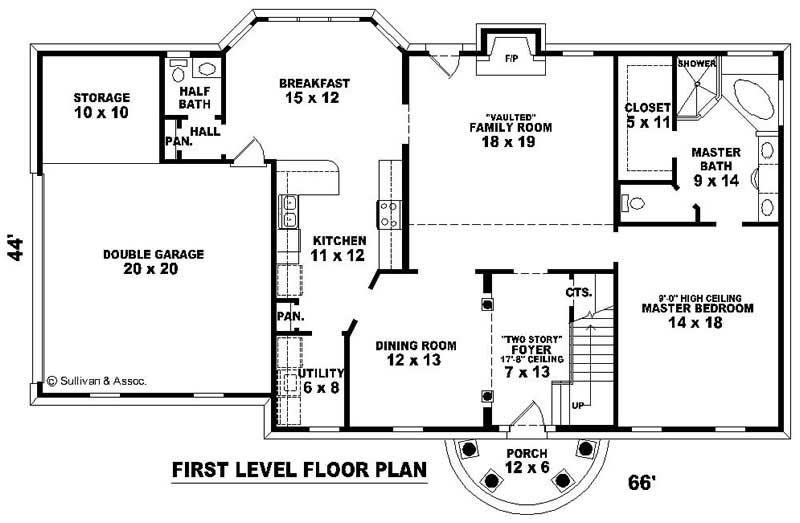 Floor Plan First Story of Traditional Plan #170-3176