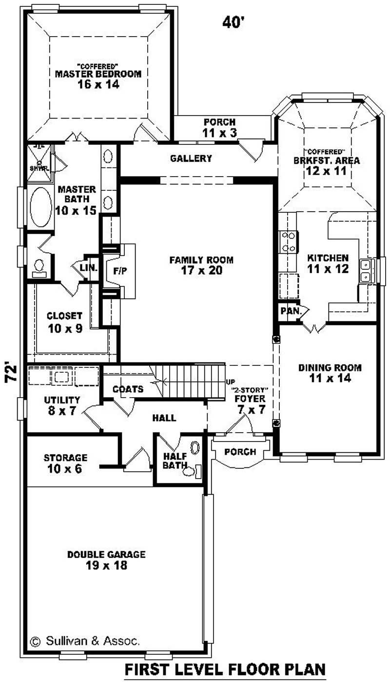 Floor Plan First Story of French Plan #170-3180