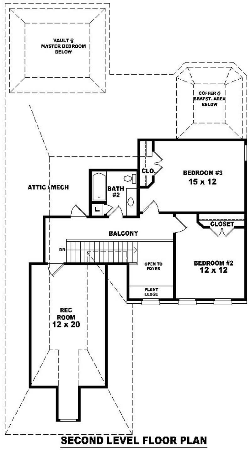 Floor Plan Second Story of French Plan #170-3180