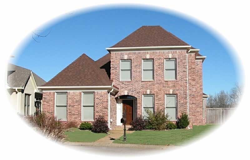 Front view of French home (ThePlanCollection: House Plan #170-3182)