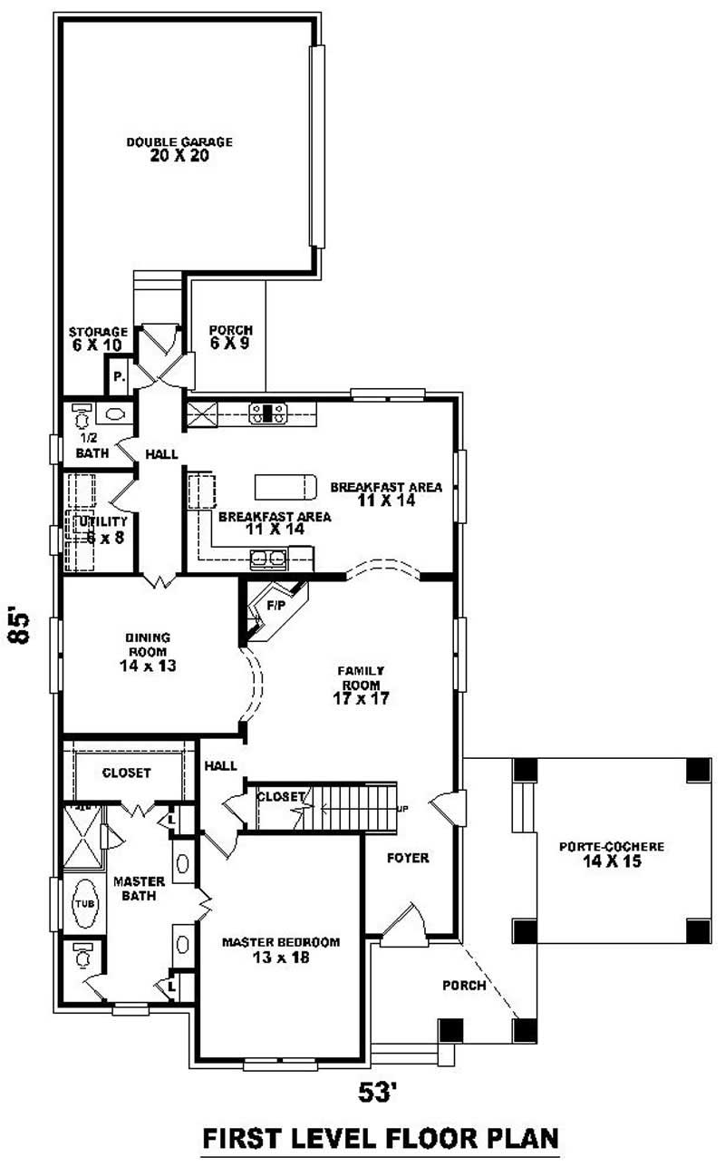 Floor Plan First Story of Craftsman Plan #170-3183