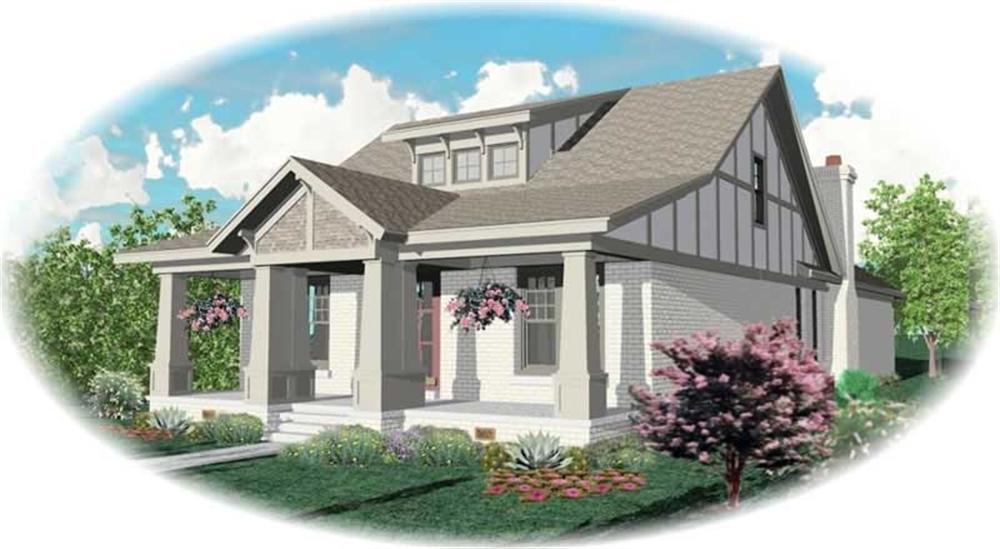 Front view of Craftsman home (ThePlanCollection: House Plan #170-3185)
