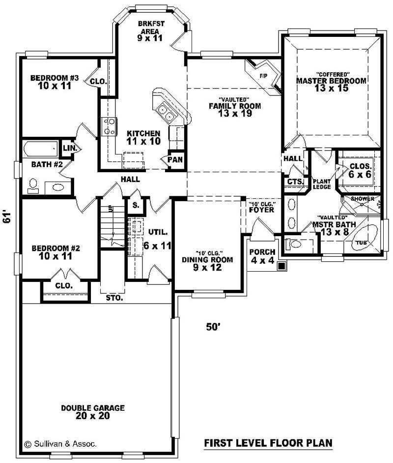 Floor Plan First Story of Ranch Plan #170-3188