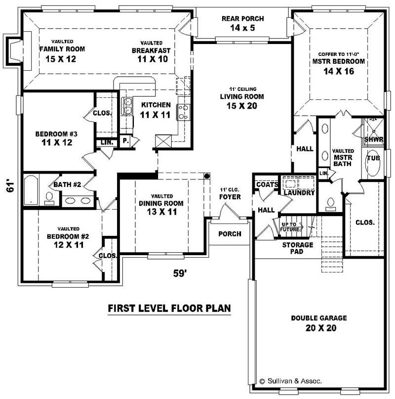 Floor Plan First Story of French Plan #170-3191