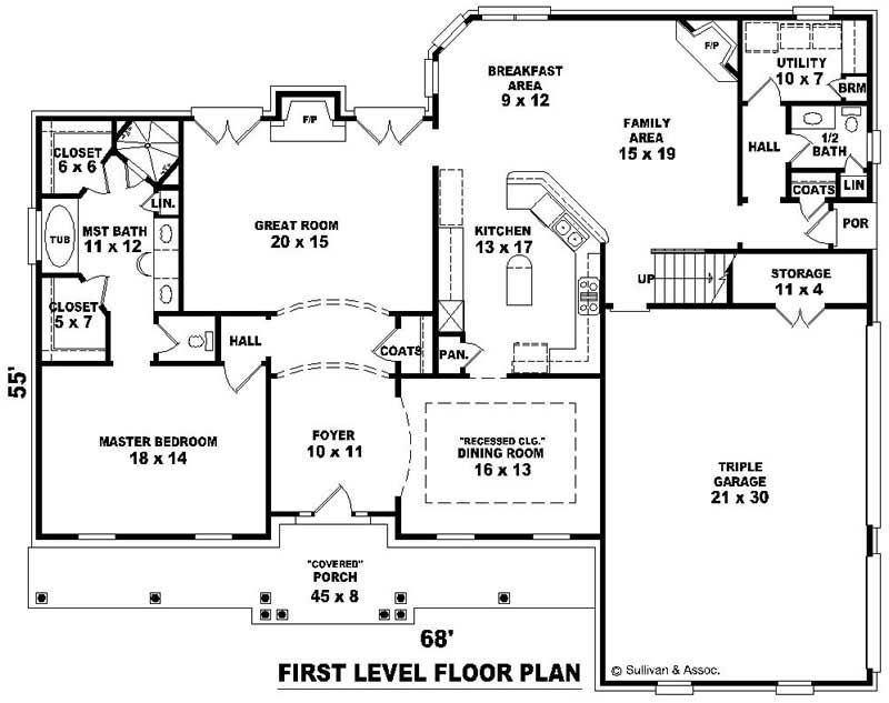 Floor Plan First Story of Country Plan #170-3196