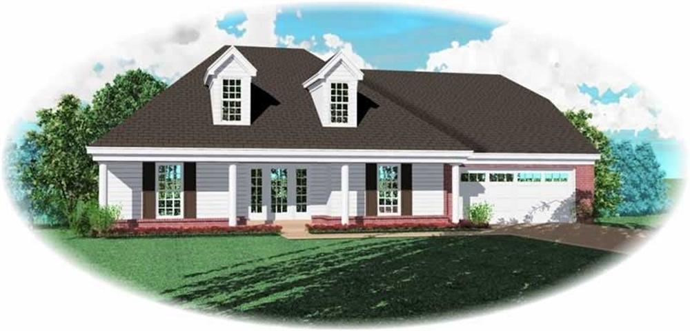 Front view of Country home (ThePlanCollection: House Plan #170-3197)