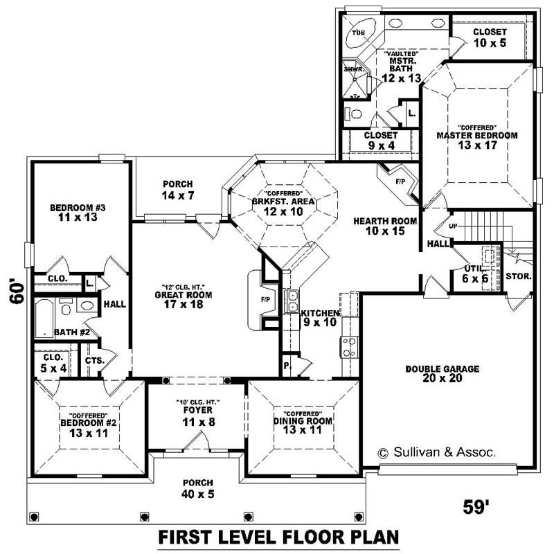 Floor Plan First Story of Country Plan #170-3197
