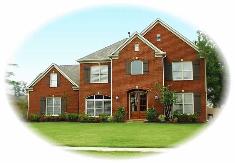 Front view of French home (ThePlanCollection: House Plan #170-3203)