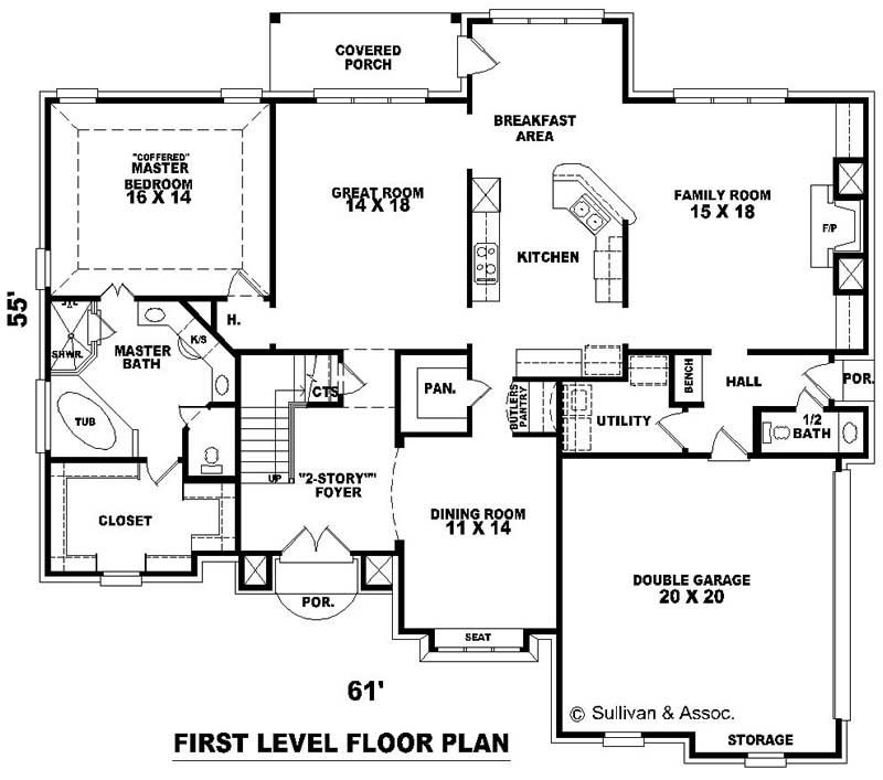 Floor Plan First Story of French Plan #170-3204
