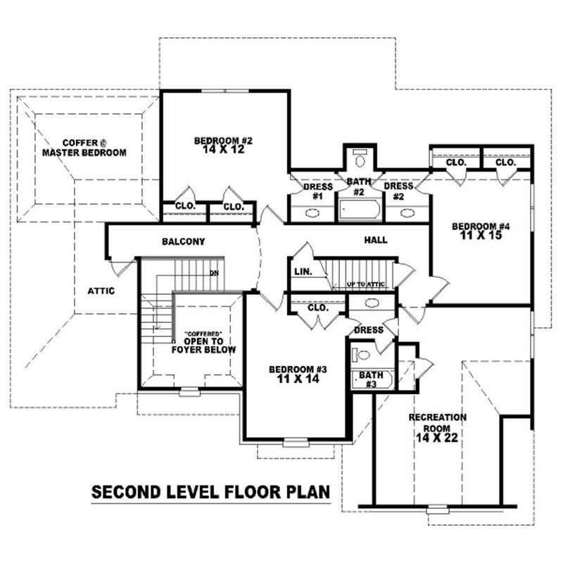 Floor Plan Second Story of French Plan #170-3204