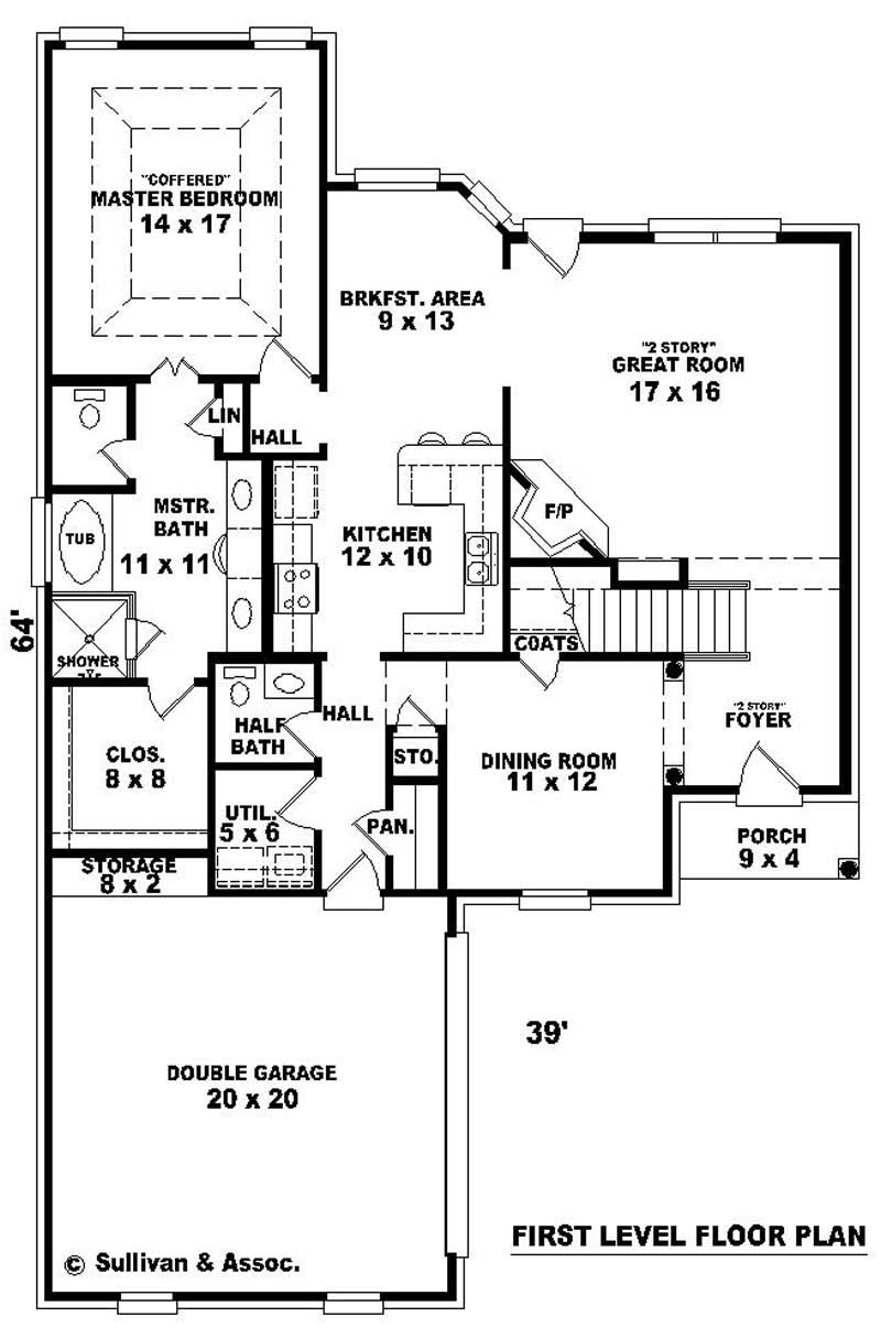 Floor Plan First Story of French Plan #170-3208
