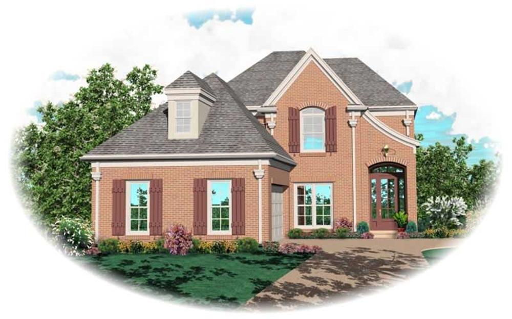 Front view of Country home (ThePlanCollection: House Plan #170-3209)
