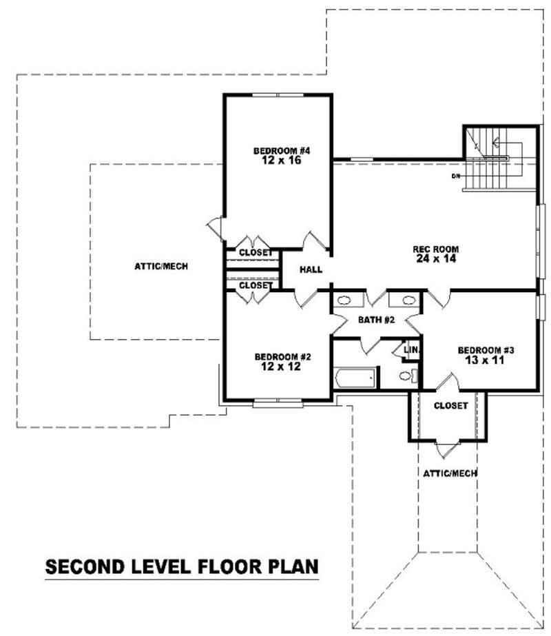Floor Plan Second Story of French Plan #170-3210